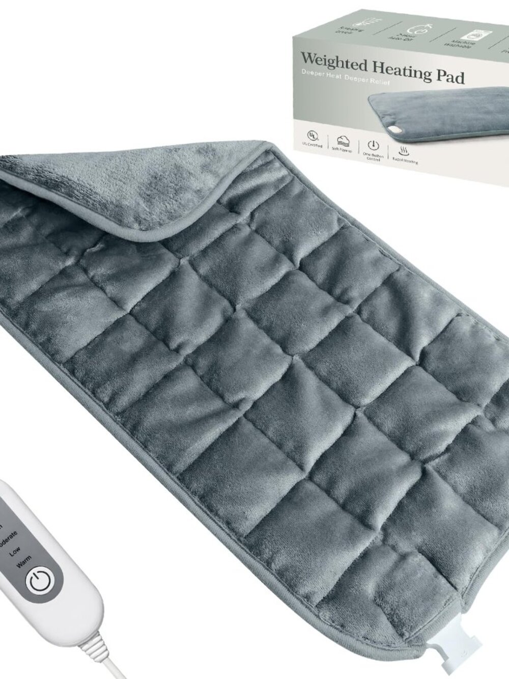 Weighted Heating Pad 2.8lb Moist Heat 5 Levels Auto Shut-Off 12x24